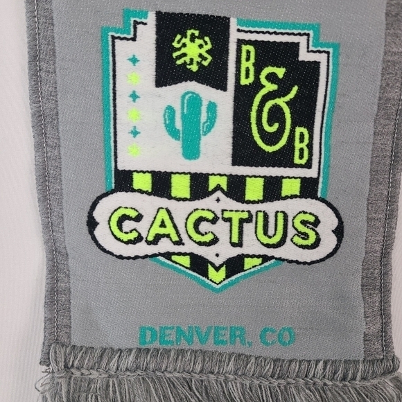 NEW Ruffneck B&B CACTUS Denver, Colorado Scarf Grey Green 68" x 8" - Picture 2 of 6